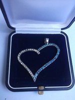 Beautiful silver heart with blue and white stones - appendix, pendant