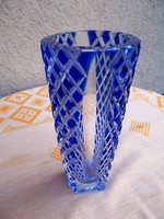 Karcsú, kék üveg kristály váza