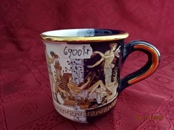 Greek porcelain Olympic mug. Hand painted, decorated with 24k gold. He has!