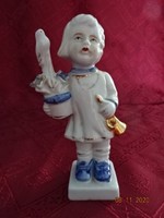 Porcelain figure, little girl with the dove, height 15 cm. He has!