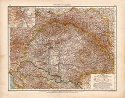 Magyarország és Galícia térkép 1910, német, atlasz, 44 x 56 cm, Moritz Perles, Budapest, Erdély