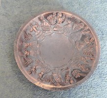Red copper folk wall plate, decorative plate 24 cm in diameter