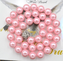 Rózsaszín shell pearl gyöngy nyaklánc, 10 mm-s gyöngyökből