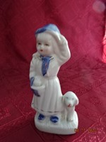 Porcelain figure, little girl with the dog, height 12.5 cm. He has!