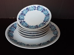 Alföldi porcelán kék virágos süteményes készlet