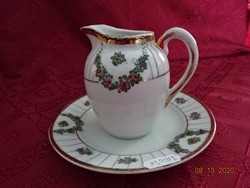Japanese quality porcelain milk jug and small plate, hand painted. He has!