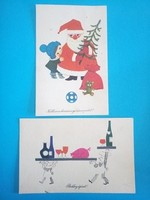 Karácsonyi / Újévi postatiszta, bélyeges képeslapok