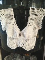 Fabulous hand-crocheted back buttoned top from the 1970s