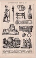 Egyiptomi művészet III., egyszínű nyomat 1892, német nyelvű, eredeti, Afrika, Egyiptom, Szfinx