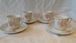 Set of 4 Gold-Rimmed Dresden Porcelain Coffee Cups and Saucers