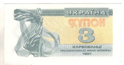 3 kupon 1991 Ukrajna UNC