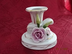 German porcelain candle holder, rose pattern, height 8.5 cm. He has!
