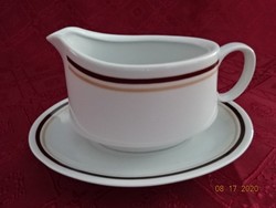 Alföldi porcelain, brown striped sauce bowl with coaster. He has!