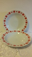 Alföldi porcelán tányér, napocskás, centrum varia, piros pöttyös