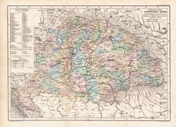 Magyar Korona országai térkép 1885, eredeti, német nyelvű, osztrák atlasz, Kozenn, Magyarország