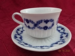 Cluj porcelain, cobalt blue patterned tea cup + coaster. He has!