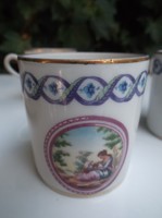 Porcelán -5 db -  PITTORIA RICHARD GINORI - antik - 1 dl csésze - 12 cm csészealj - hibátlan