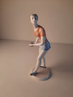 Hollóházi porcelán szobor pingpongozó lány