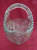 Lead crystal, hand polished large glass basket. Its height is 24 cm. He has!