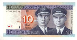 10 litu 2001 Litvánia UNC