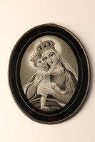 Madonna kis Jézussal, vallási kegytárgy, üvegkép, falidísz