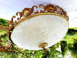 Hatalmas réz barokk mennyezeti kristály lámpa- csillár