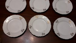 6db Árvácskás porcelán süteményes tányér