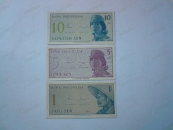 Indonézia 1964 ( 1, 5, 10 Sen bankjegy)