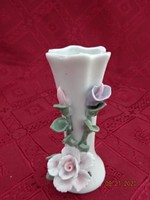 German porcelain mini vase with rose pattern. He has!