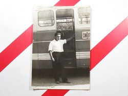 Régi fotó fénykép - vintage busz troli autóbusz buszsofőr - Cinkota 1940-1950-es évek