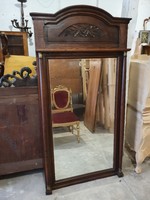 Antique large oak wall mirror with polished mirror