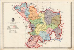 Jász - Nagykun - Szolnok vármegye térkép 1934, csonka Magyarország, megye, régi, atlasz, eredeti