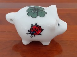 Porcelán malac lóherés mini szerencsemalac miniatűr kabala 