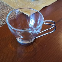 Üveg kávés csésze fém füllel