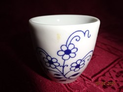 German porcelain brandy cup with cobalt blue pattern. He has!