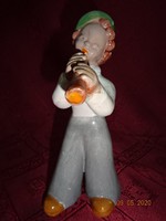 H rahmer mária glazed ceramic, girl playing the flute in a green hat, height 16 cm. He has!