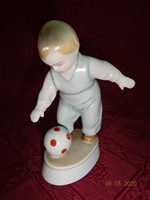 Zsolnay porcelain, boy playing ball antique figural statue, boy playing ball, height 11.5 cm. He has!