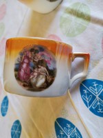 Antik Zsolnay porcelán jelenetes teás csésze