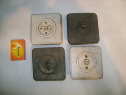 Négy darab régi porcelán betétes bakelit villanykapcsoló