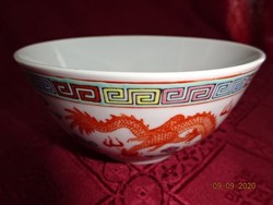 Kínai porcelán rizses tálka, sárkány motívummal, átmérője 11,5 cm.