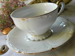 Közel 100 éves Jager porcelán teás kávés szett, csésze kistányér, 1930 