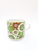 Alföldi retro porcelán bögre zöld virágos mintával - csésze, házgyári bögre