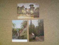 Postcards depicting old landscape paintings
