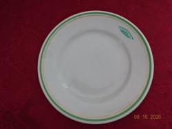 Zsolnay porcelain, green striped cake plate, western Hungary marked Győr. He has!