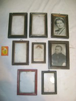 Régi üvegezett fali képkeret -- nyolc darab - némelyikben fotó