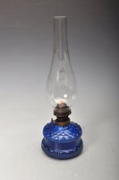 Nagyon ritka petróleum lámpa kék üveg tartályos - működik. 