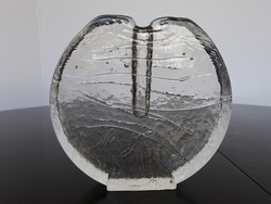 Különleges egyedi művészi üveg váza, súlyos darab, 1,7 kg