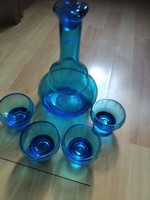 Kék csodás rövid italos 4 pohár űveggel 