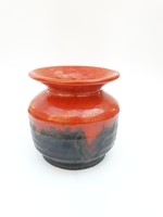 Retro kerámia váza - jelzett Lohr váza, iparművész darab fekete és piros színben