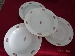 Zsolnay porcelain deep plate with red/grey pattern. He has!